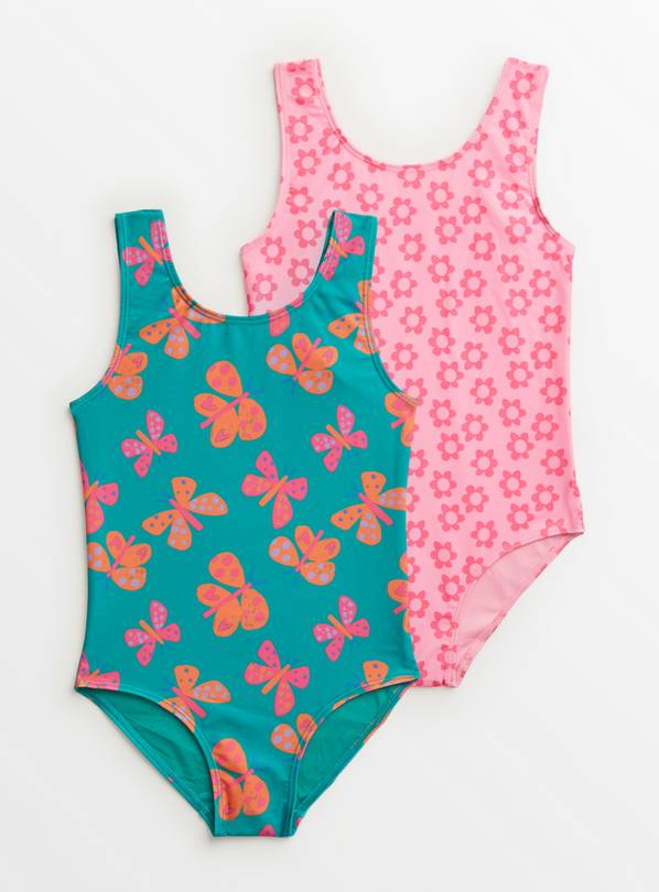 Butterfly & Floral Swimsuit 2 Pack 10 years